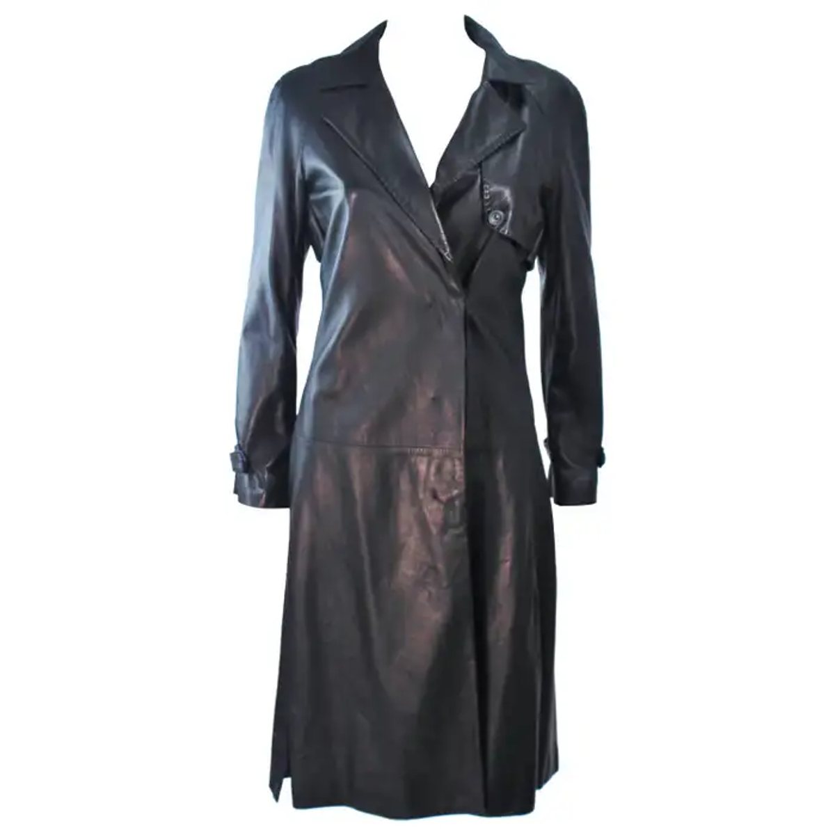 Alexander McQueen Black Leather Trench Coat