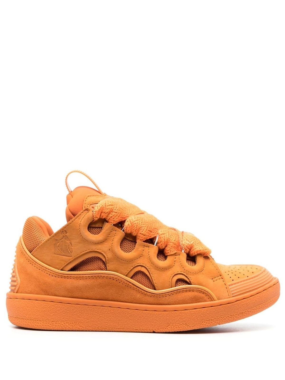 Lanvin Leather Curb Sneakers In Orange