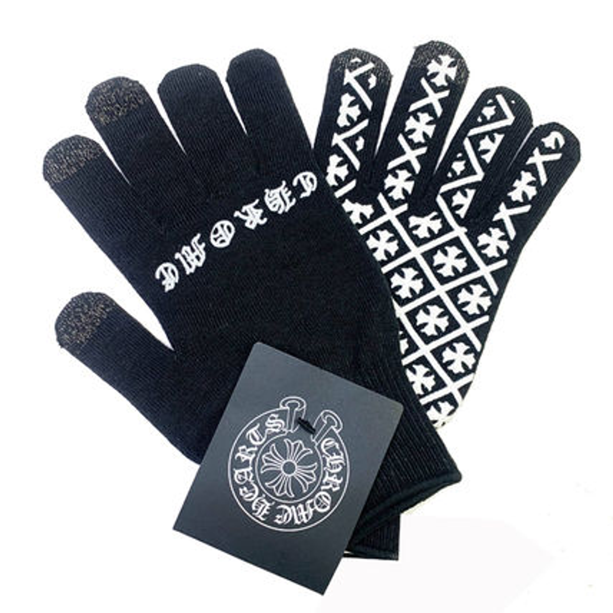 Chrome Hearts Black CH Logo Gloves