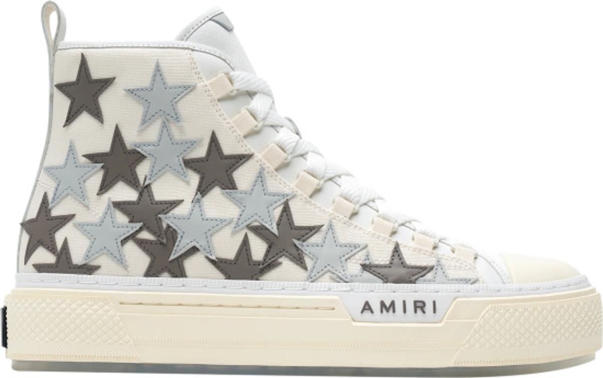 Amiri White And Grey Stars High-Top Court Sneakers