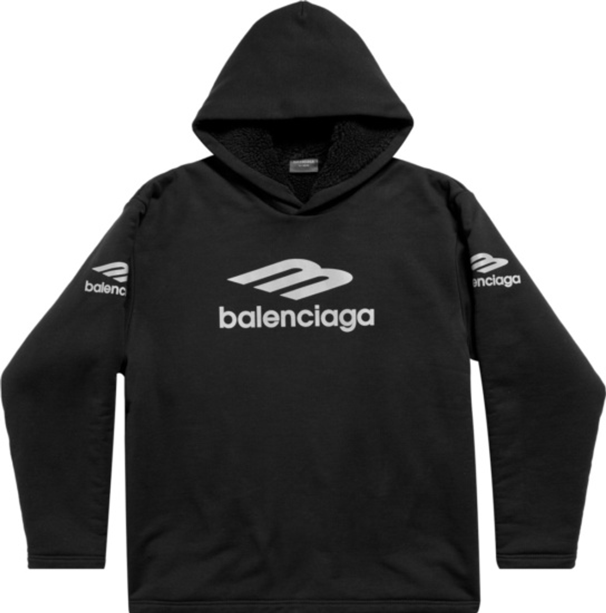 Balenciaga Black 3b Sports Icon Cotton Fleece Hoodie