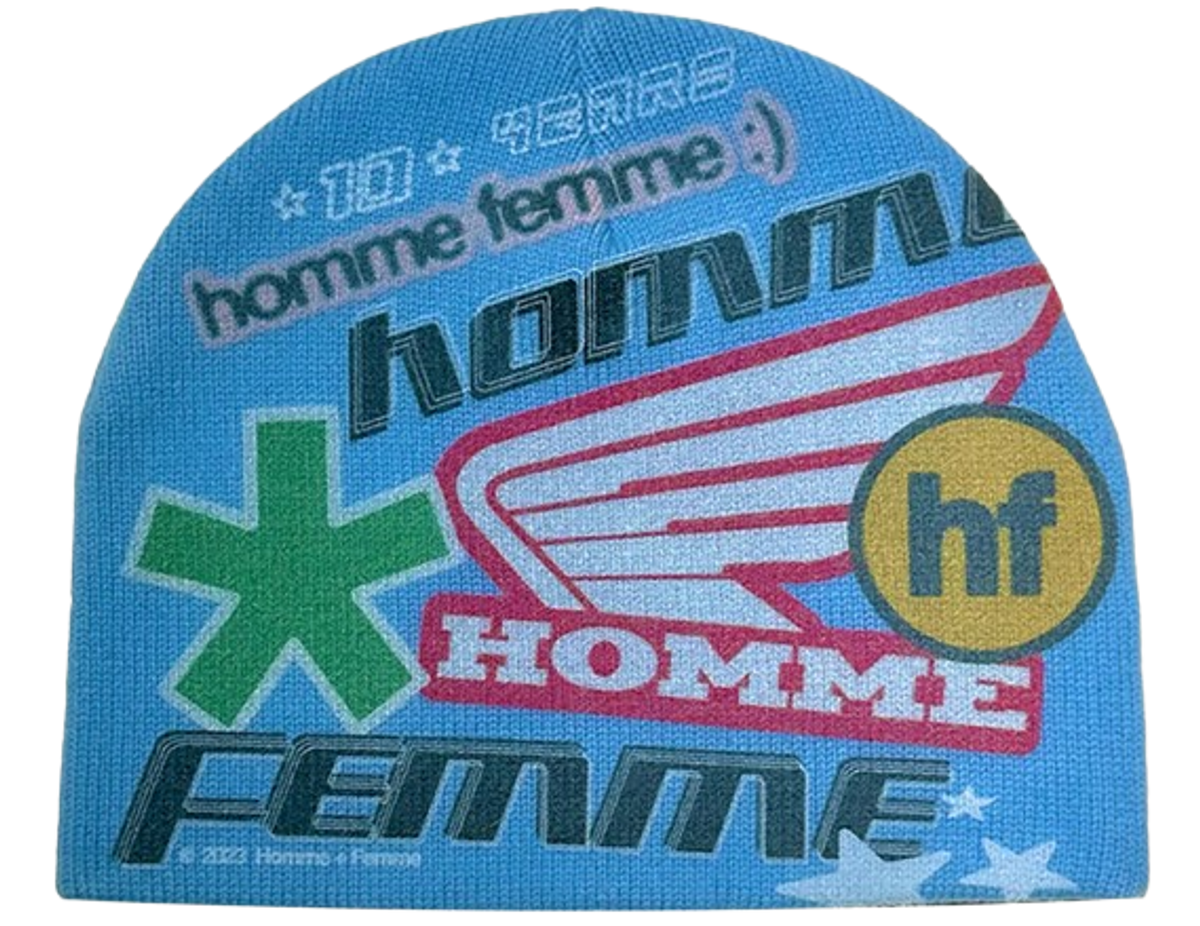 Homme + Femme Blue Wool Racing Beanie