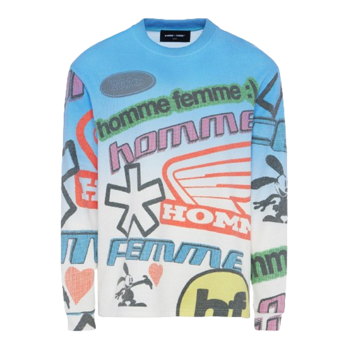 Homme + Femme Blue Moto Thermal Long Sleeve T-Shirt