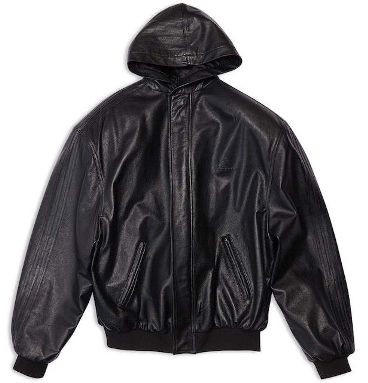 Adidas × Balenciaga Logo-Embossed Leather Jacket