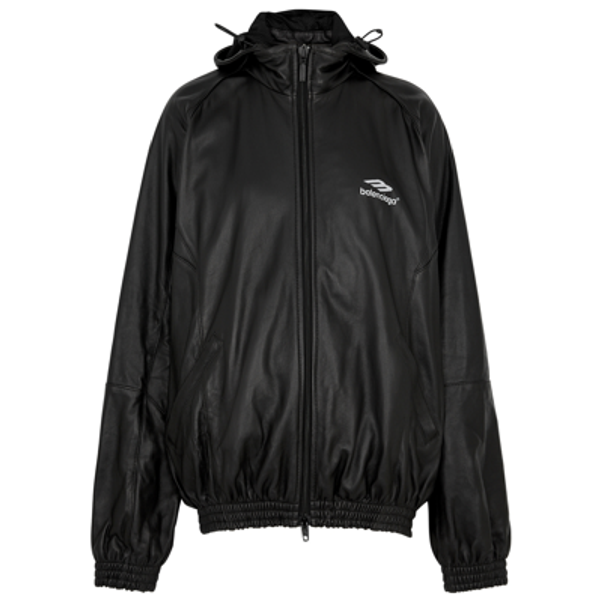 Balenciaga Tracksuit Leather Jacket In Black