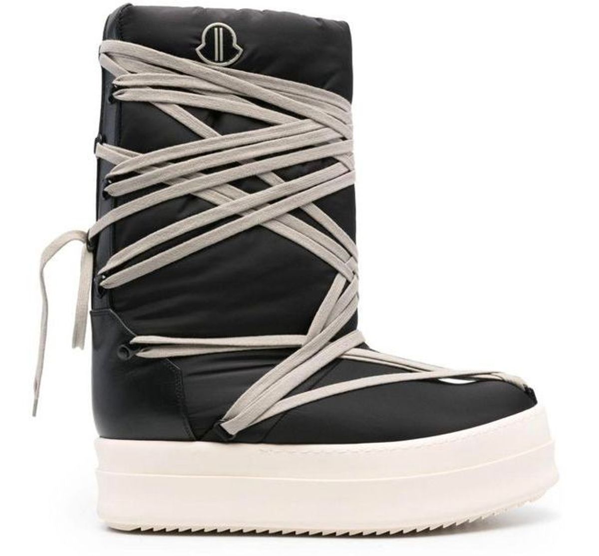 Moncler × Rick Owens Bigrocks Leather-Trimmed Nylon Platform Black Boots