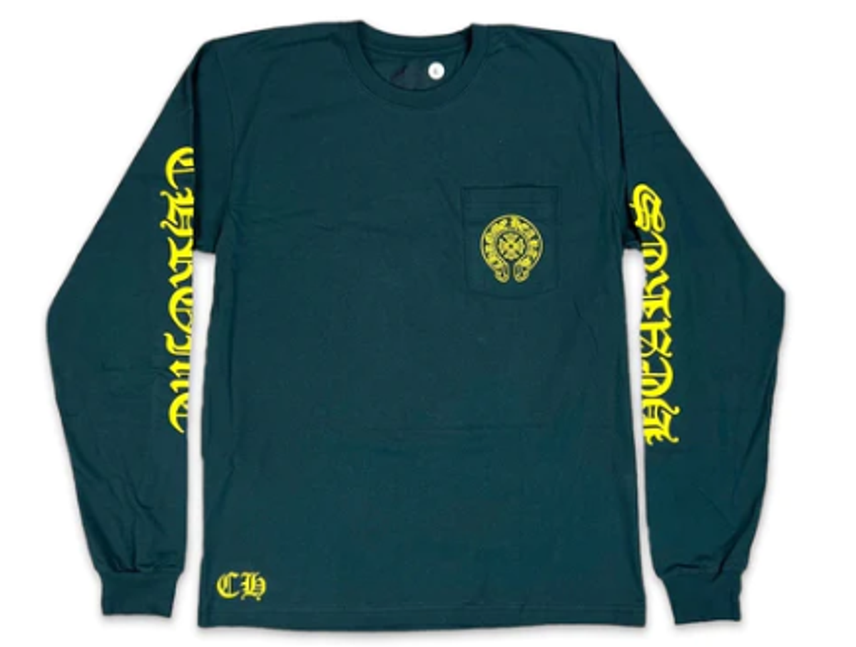 Chrome Hearts Green And Yellow Horseshoe Longsleeve T-Shirt