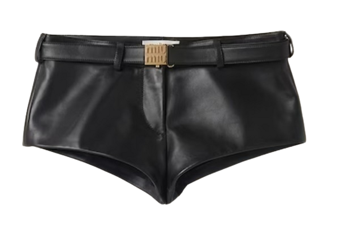 Miu Miu Black Nappa Leather Shorts