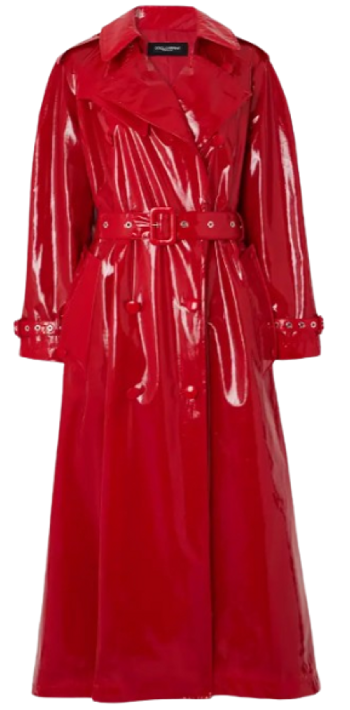 Dolce & Gabbana Red Double-breasted Patent Faux Leather Coat