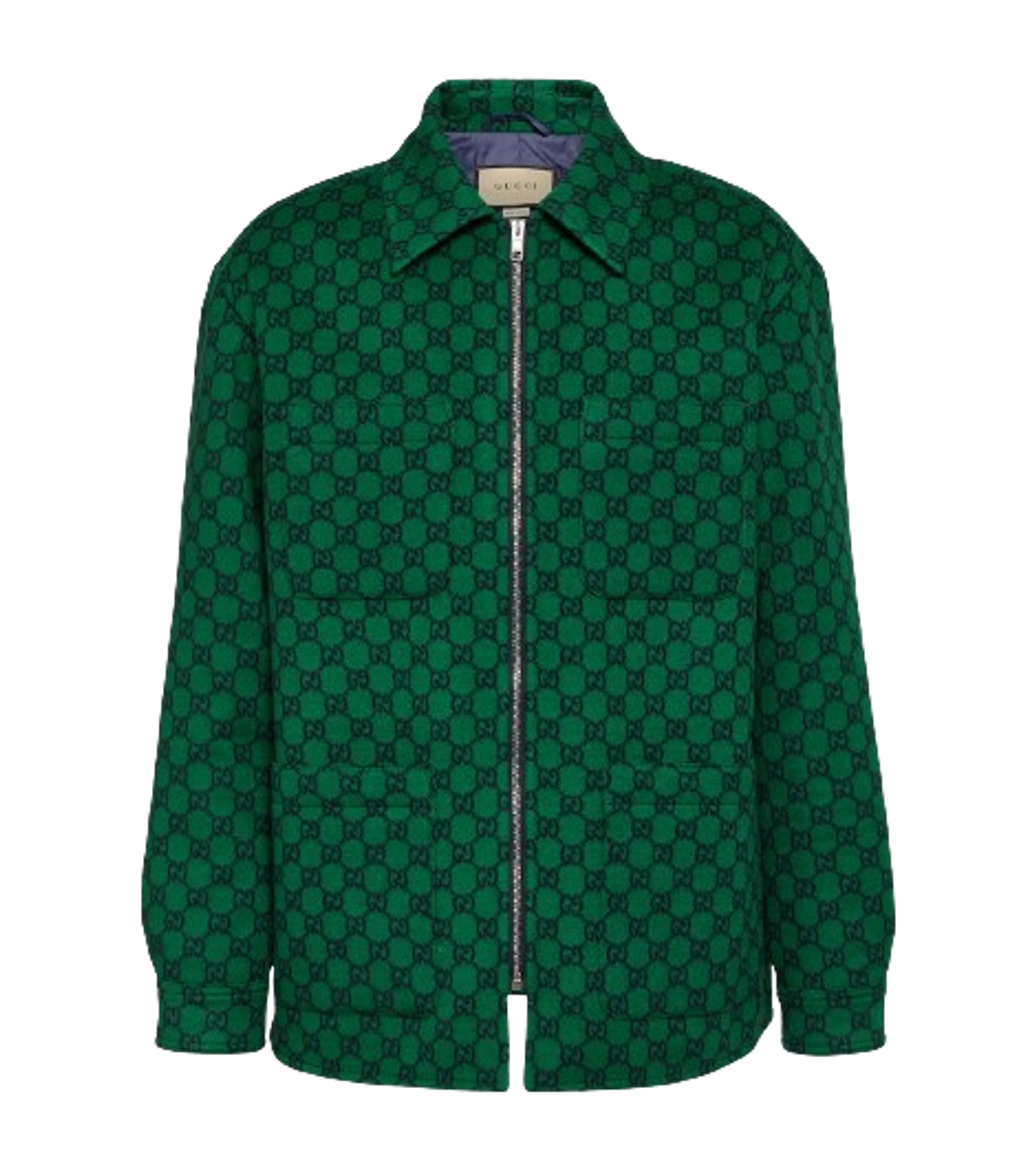Gucci Gg Wool Flannel Overshirt In Green