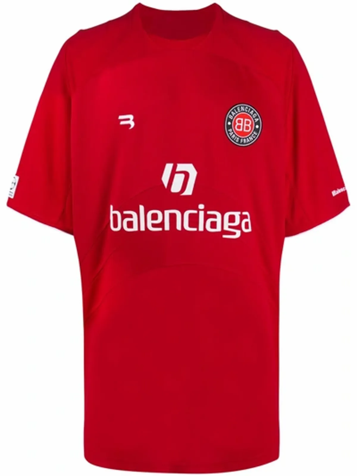Balenciaga Red Soccer Logo Mesh Graphic T-Shirt