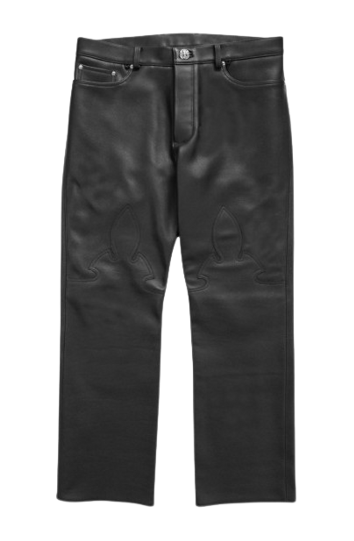 Chrome Hearts Black Leather Fleur De Lis Pants