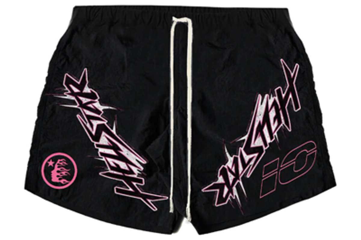 Hellstar Black Waxed Nylon Athletic Shorts