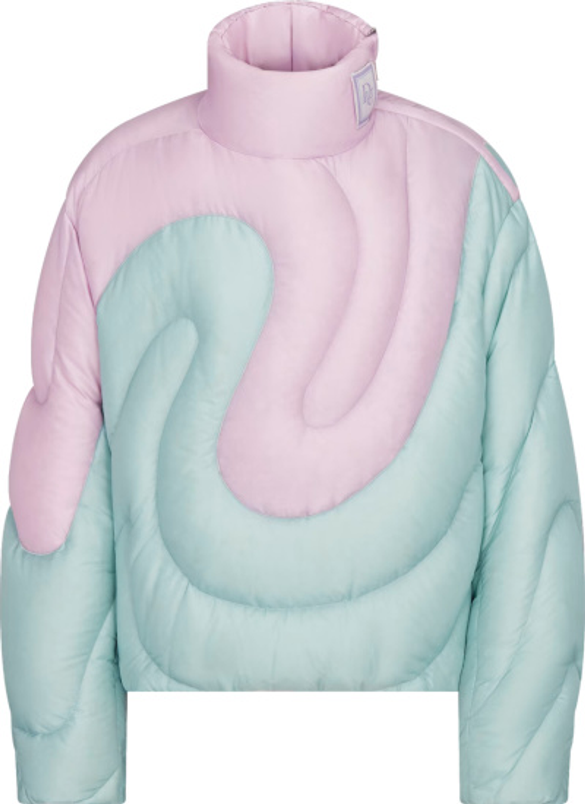 Dior × ERL Purple And Green Swirl Pullover Puffer Jacket