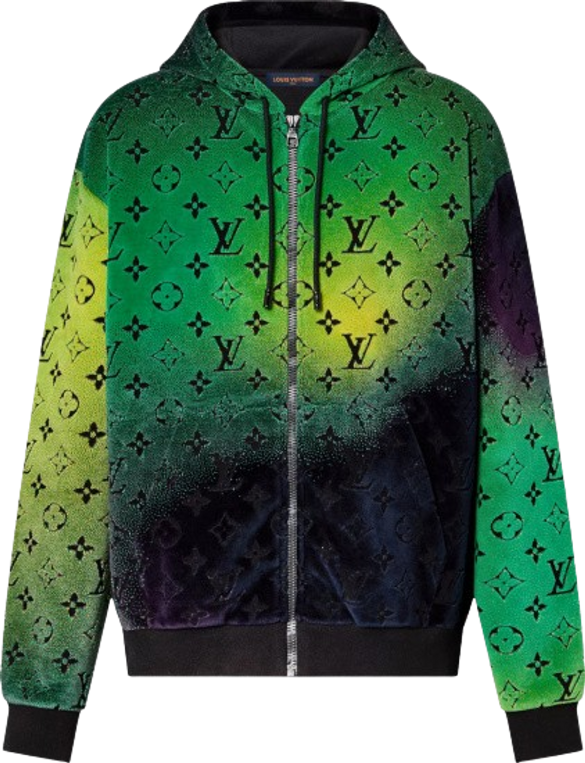 Louis Vuitton Green & Black Gradient Velvet Zip Hoodie