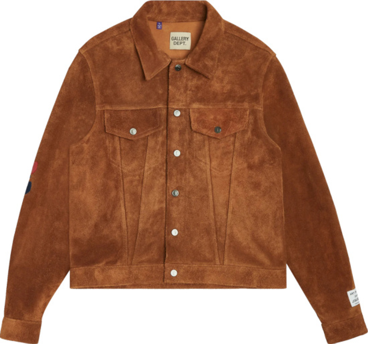 Gallery Dept. Brown Leather-appliquéd Suede Trucker Jacket
