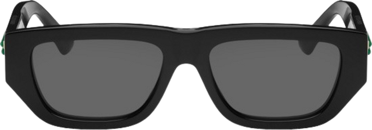 Bottega Veneta Black Green-Stripe Bolt Sunglasses