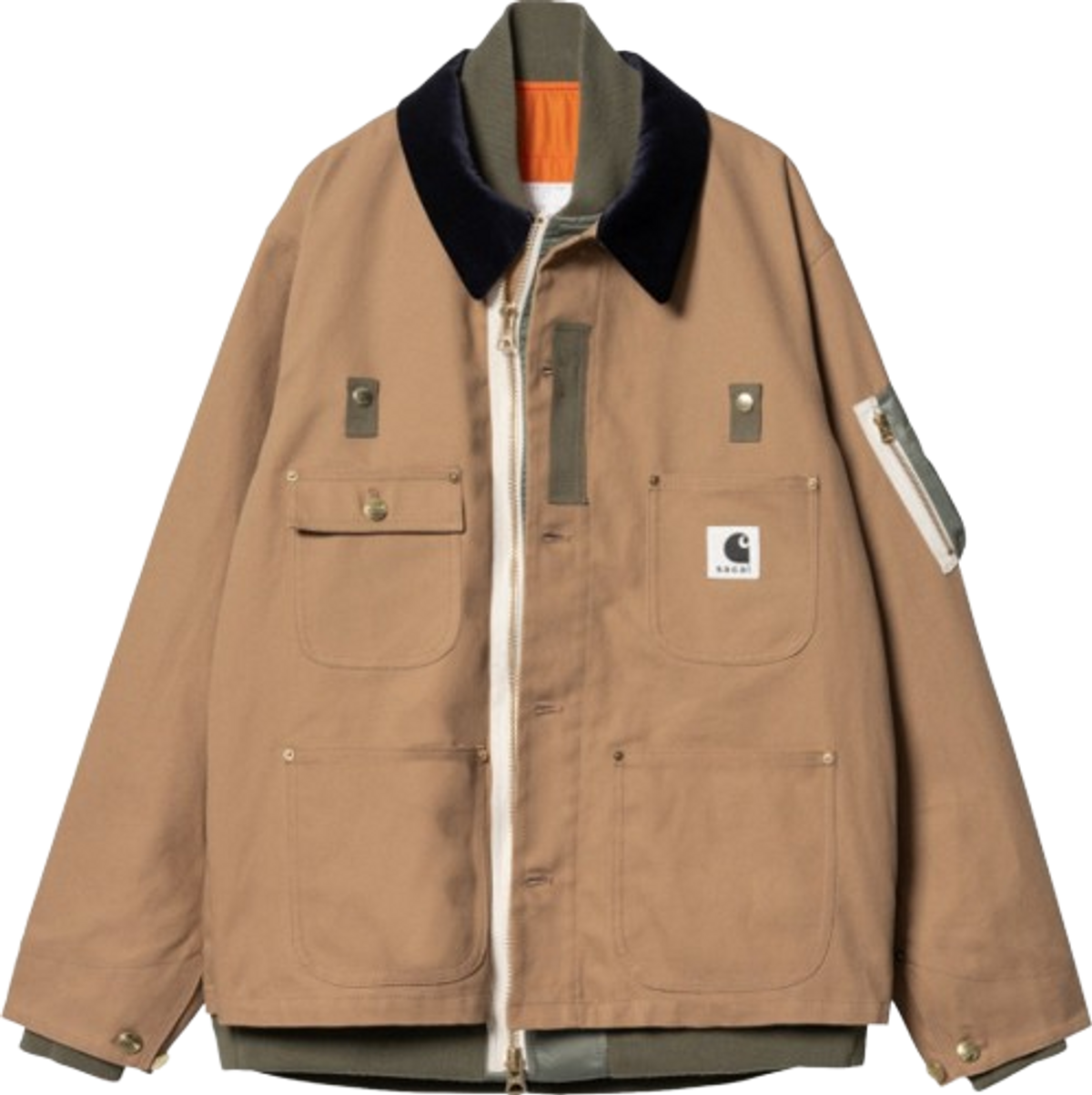 Carhartt × Sacai Beige Green Layered Michigan Jacket