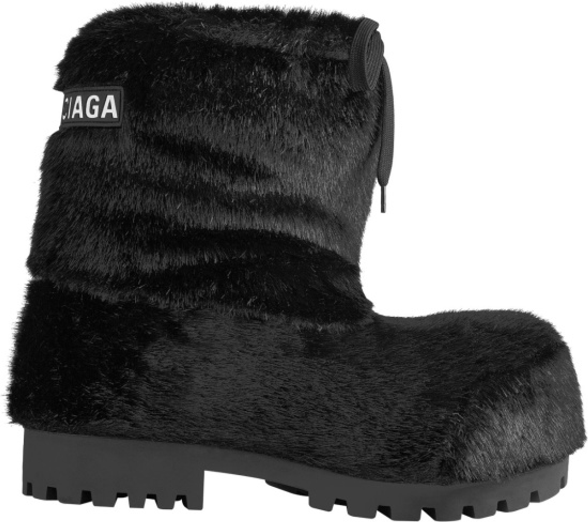 Balenciaga Black Faux Fur Alaska Snow Boots