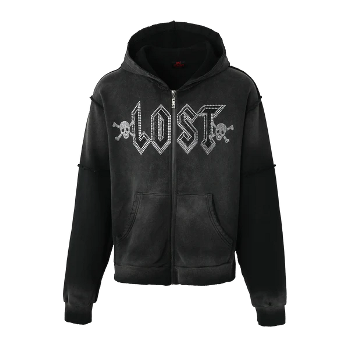 Lost Intricacy Black Washed Zip Up Hoodie