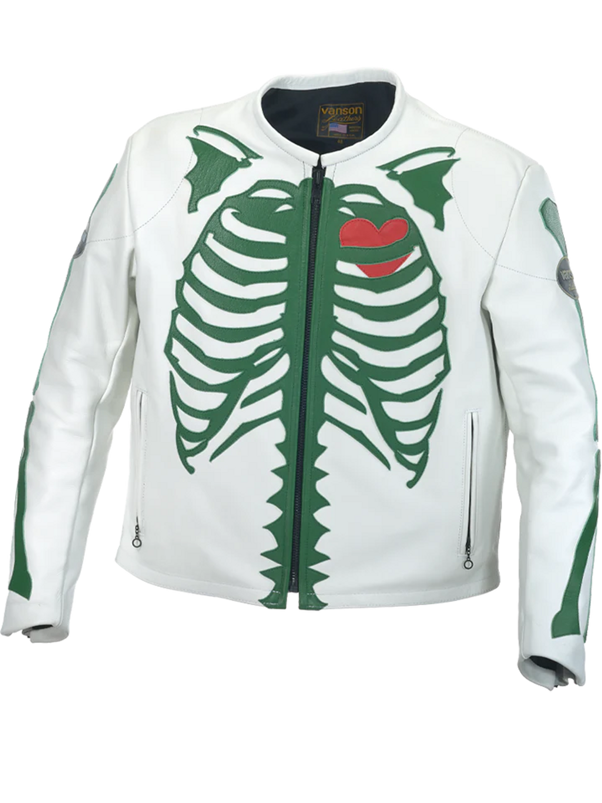 Vanson Leathers × 7uice White Genuine Leather Jacket