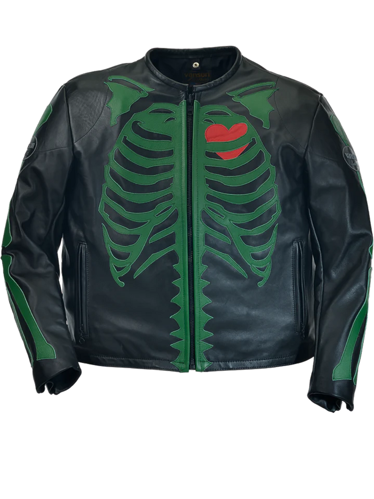 Vanson Leathers × 7uice Black Genuine Leather Jacket