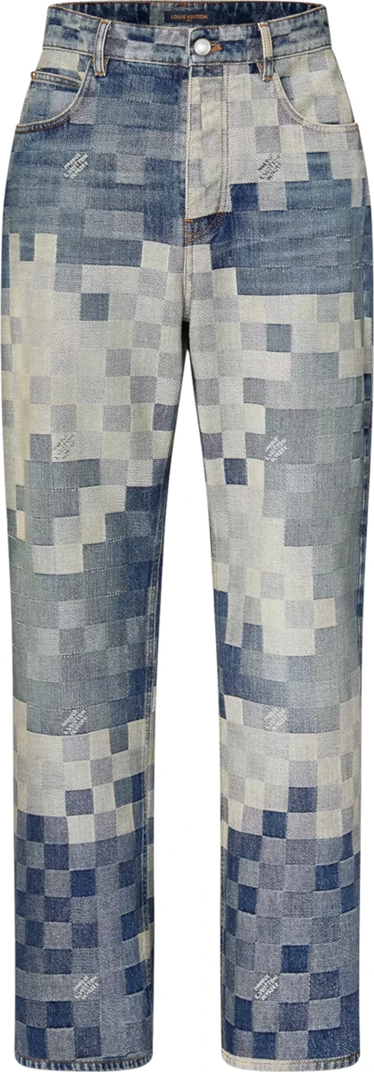 Louis Vuitton Blue Damier Camo Baggy Jeans