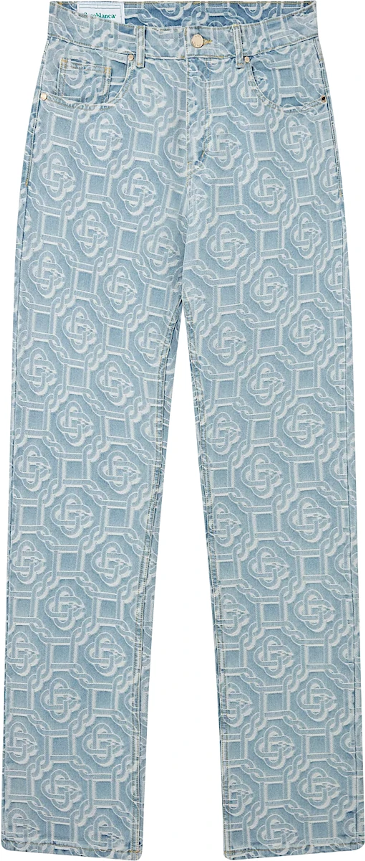 Casablanca Blue Monogram-print Straight-leg Jeans