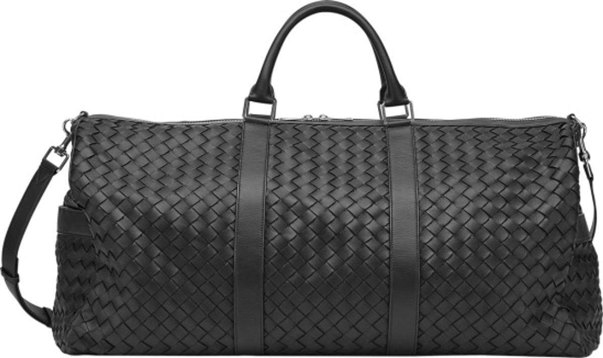Bottega Veneta Black Leather Intrecciato Duffle Bag