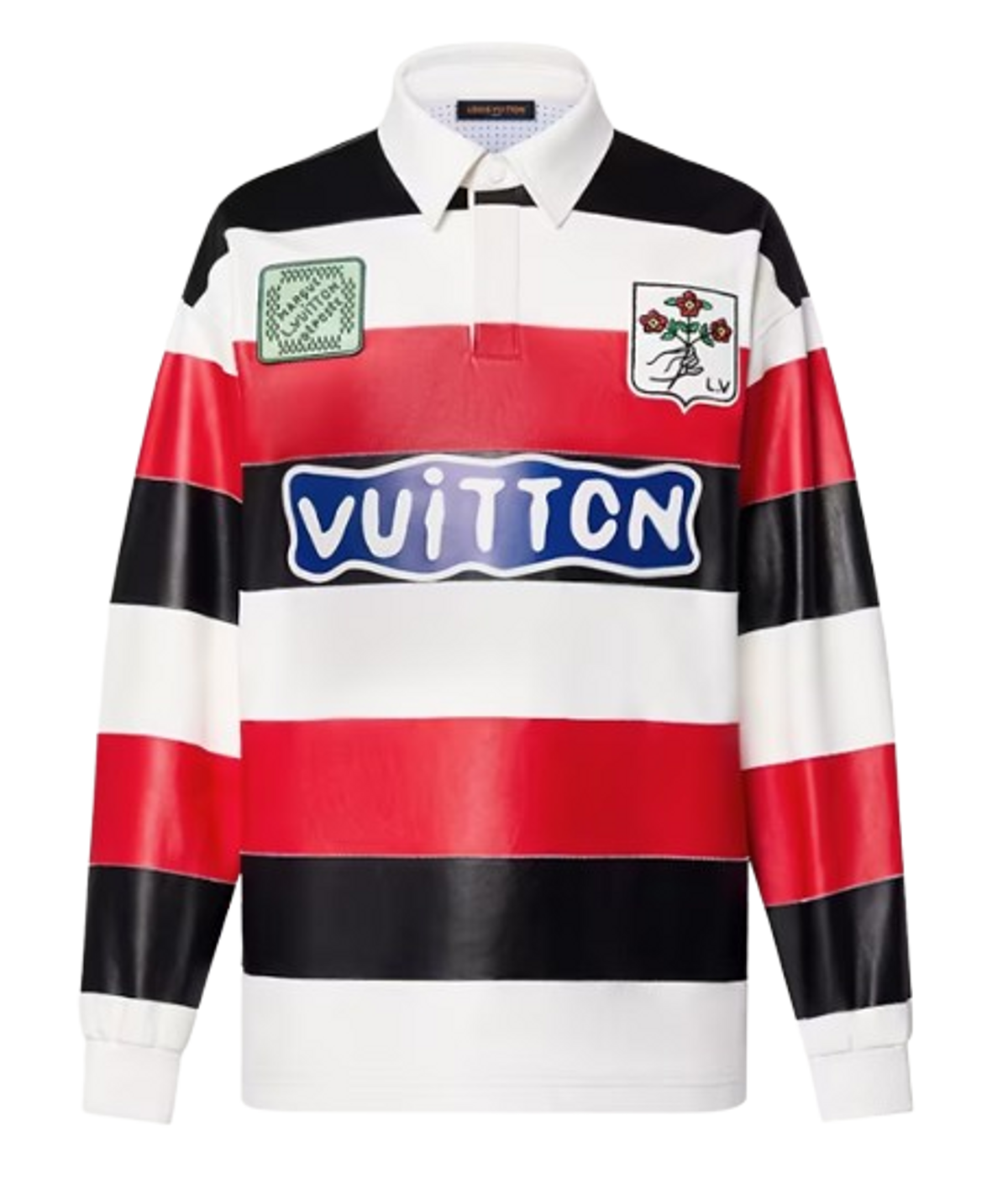 Louis Vuitton Long-Sleeved Leather Intarsia Rugby Polo