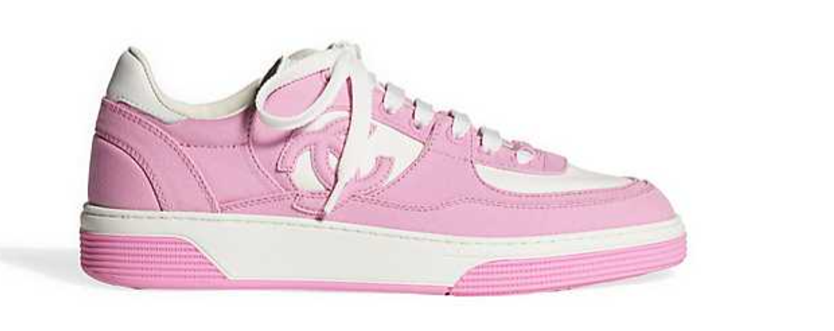 Chanel Pink And White Cotton Sneakers