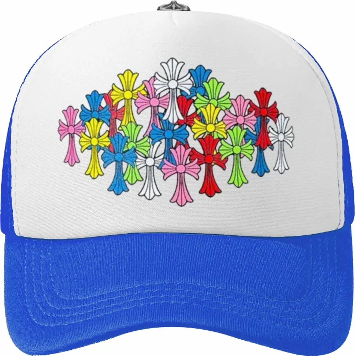 Chrome Hearts Blue & Multicolor Crosses Trucker Hat
