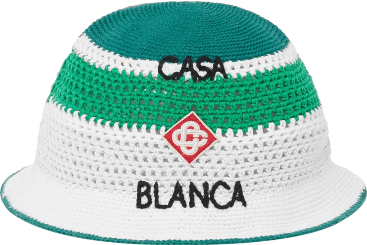 Casablanca Green Crocheted Cotton Bucket Hat