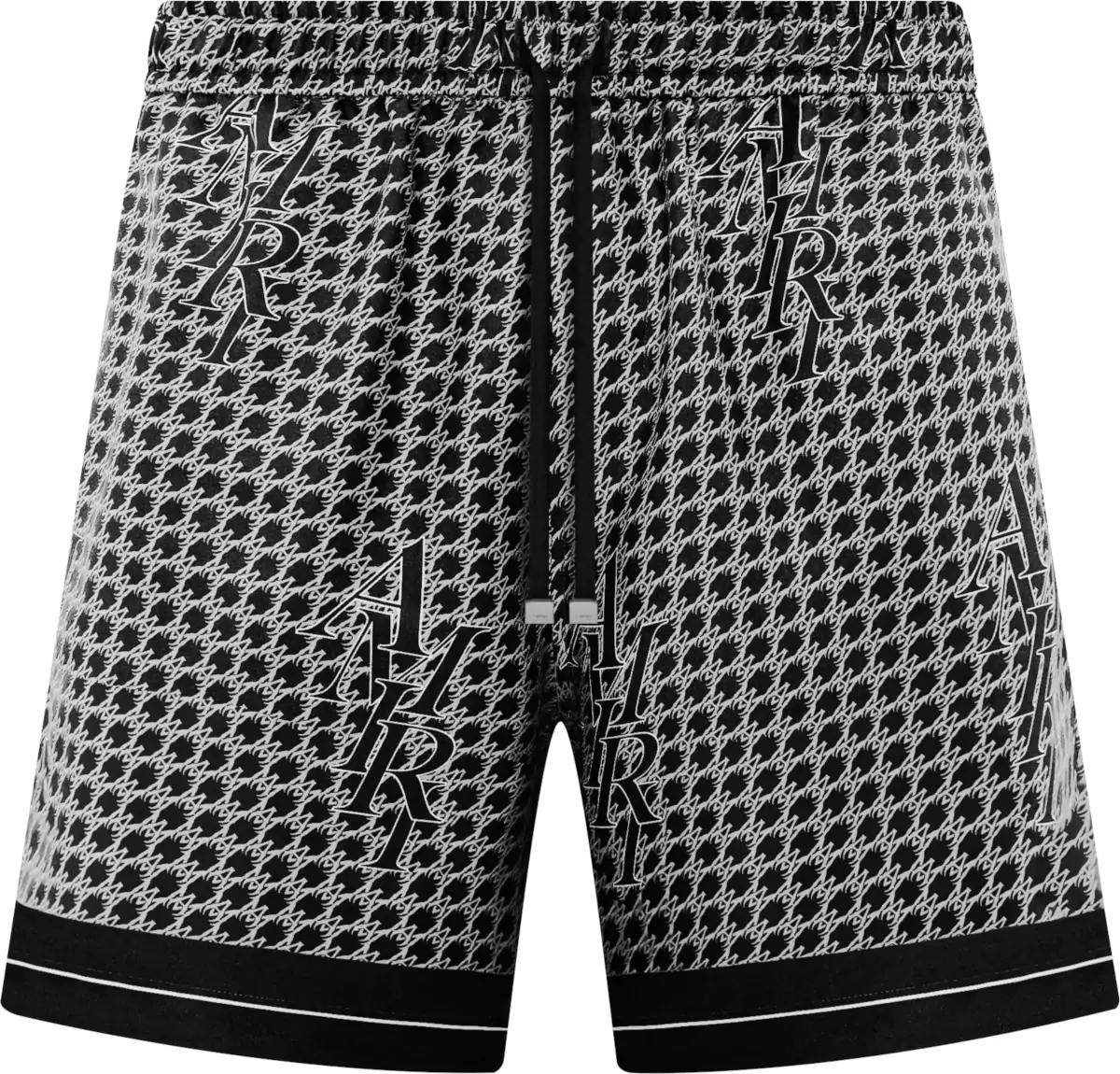 Amiri Black Staggard Printed Silk Shorts