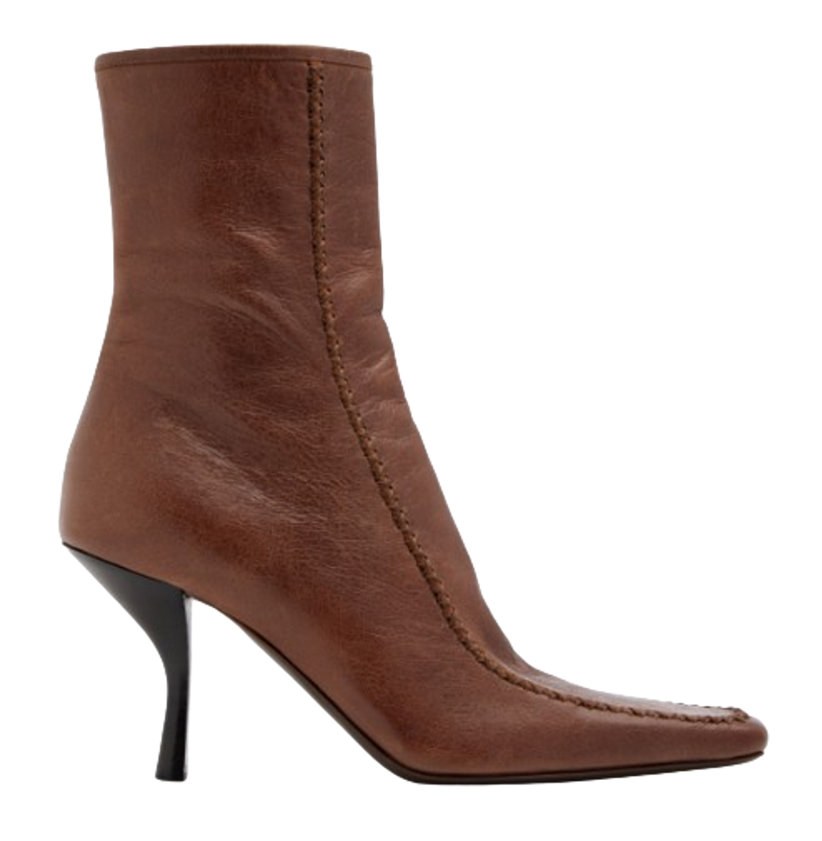The Row Brown Romy Topstitched Leather Ankle Boots