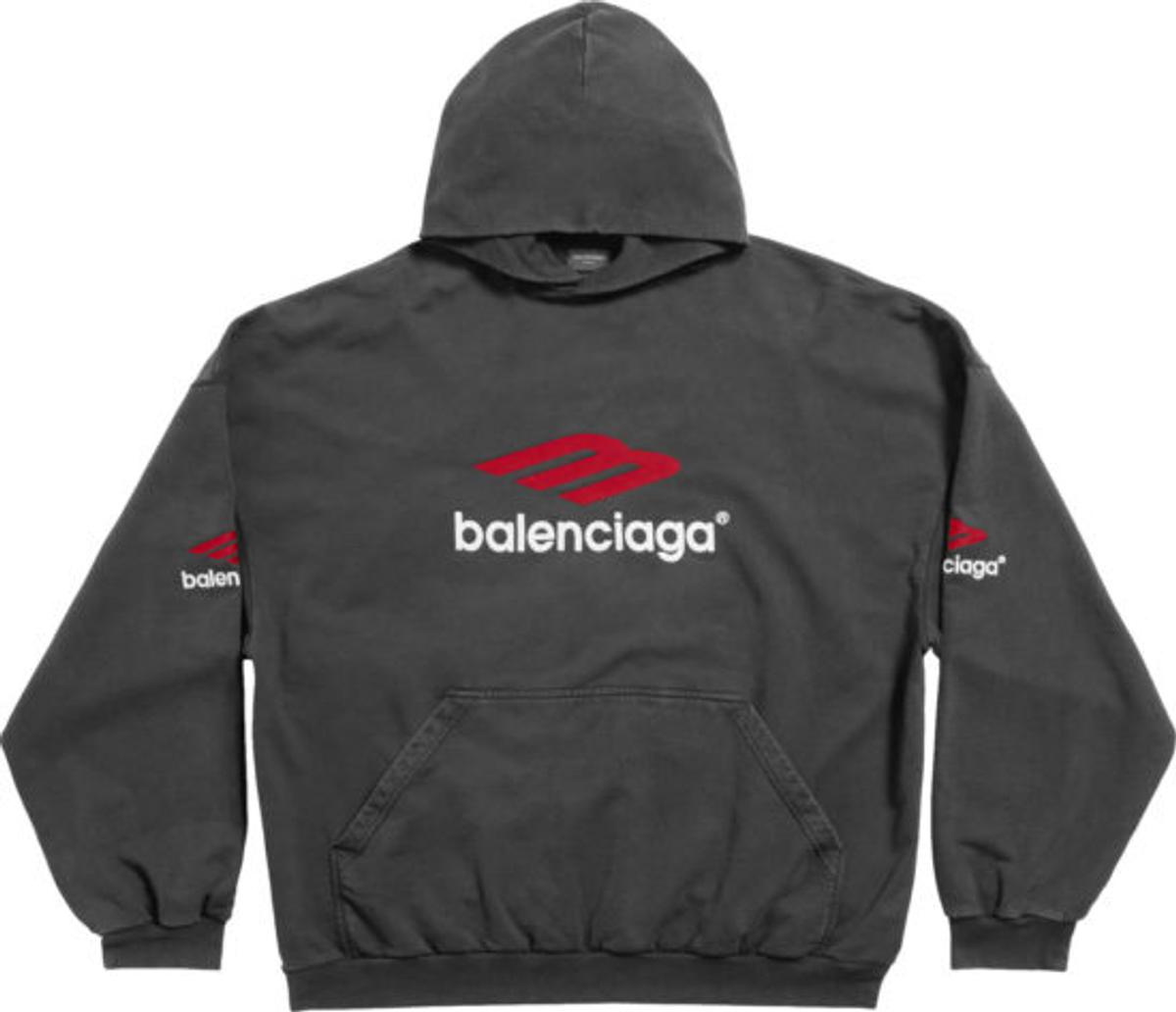 Balenciaga Black And Red 3B Sports Icon Hoodie