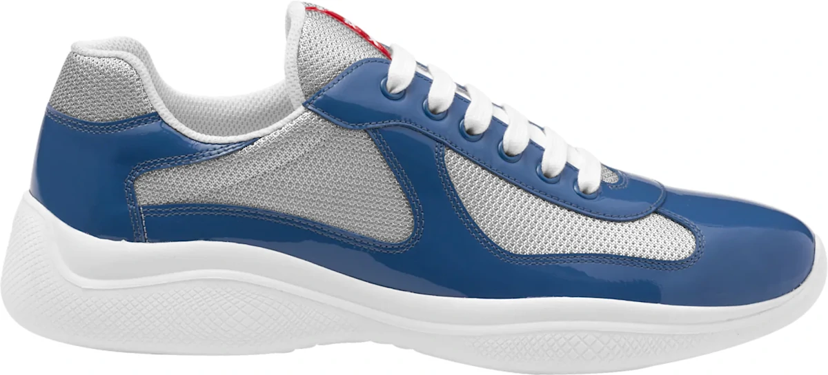 Prada Patent Aviation Blue And Silver Americas Cup Sneakers
