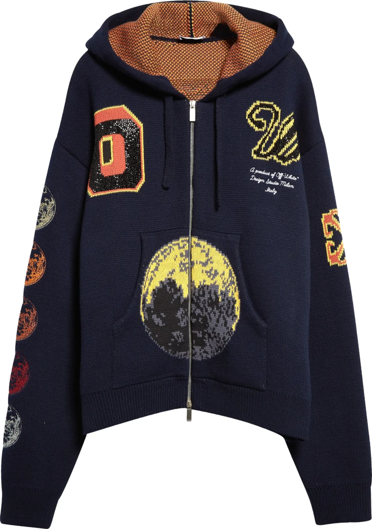 Off-White Navy Blue Crystal Varsity Moon Hoodie