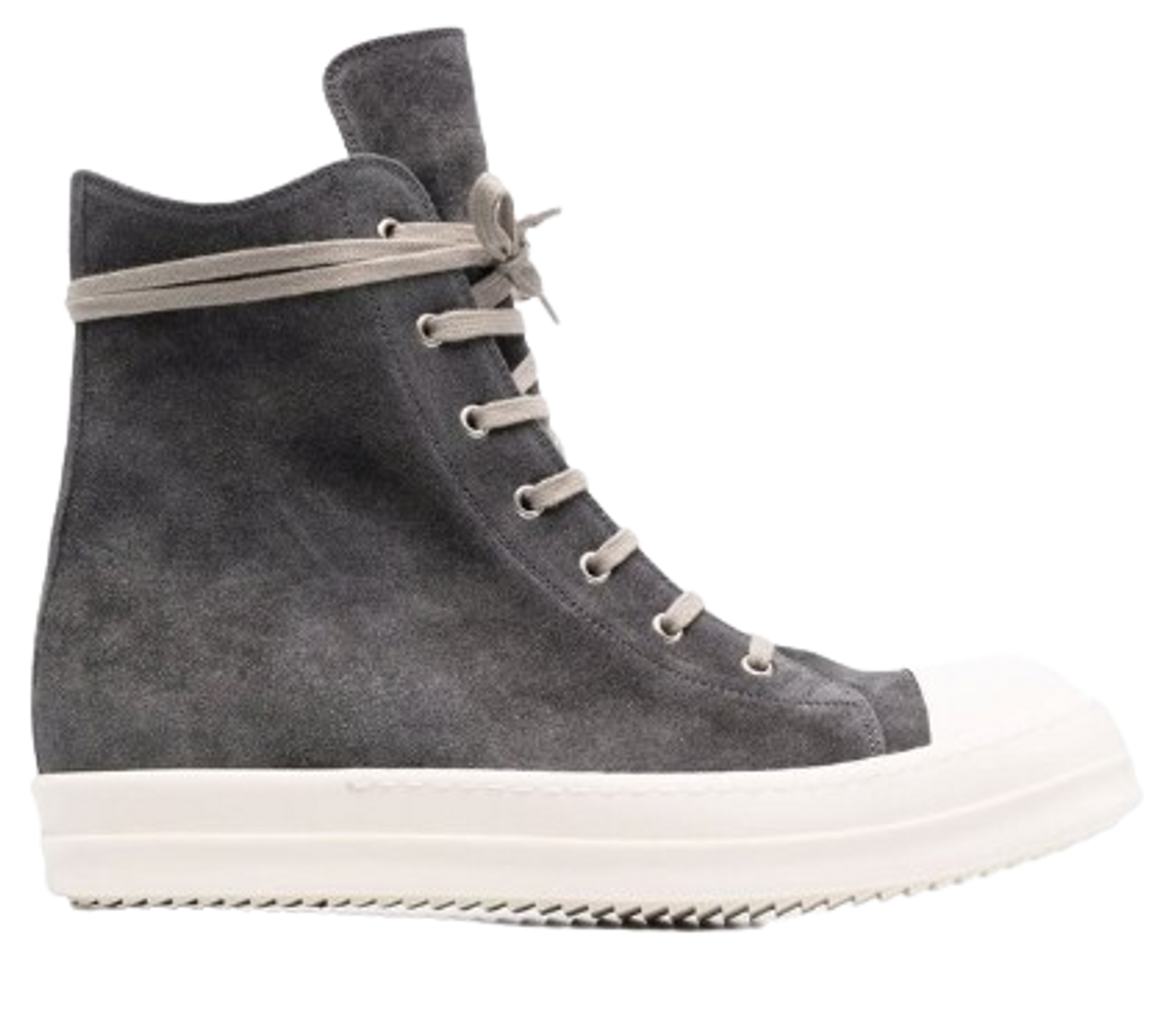 Rick Owens Grey Suede High-Top Sneakers
