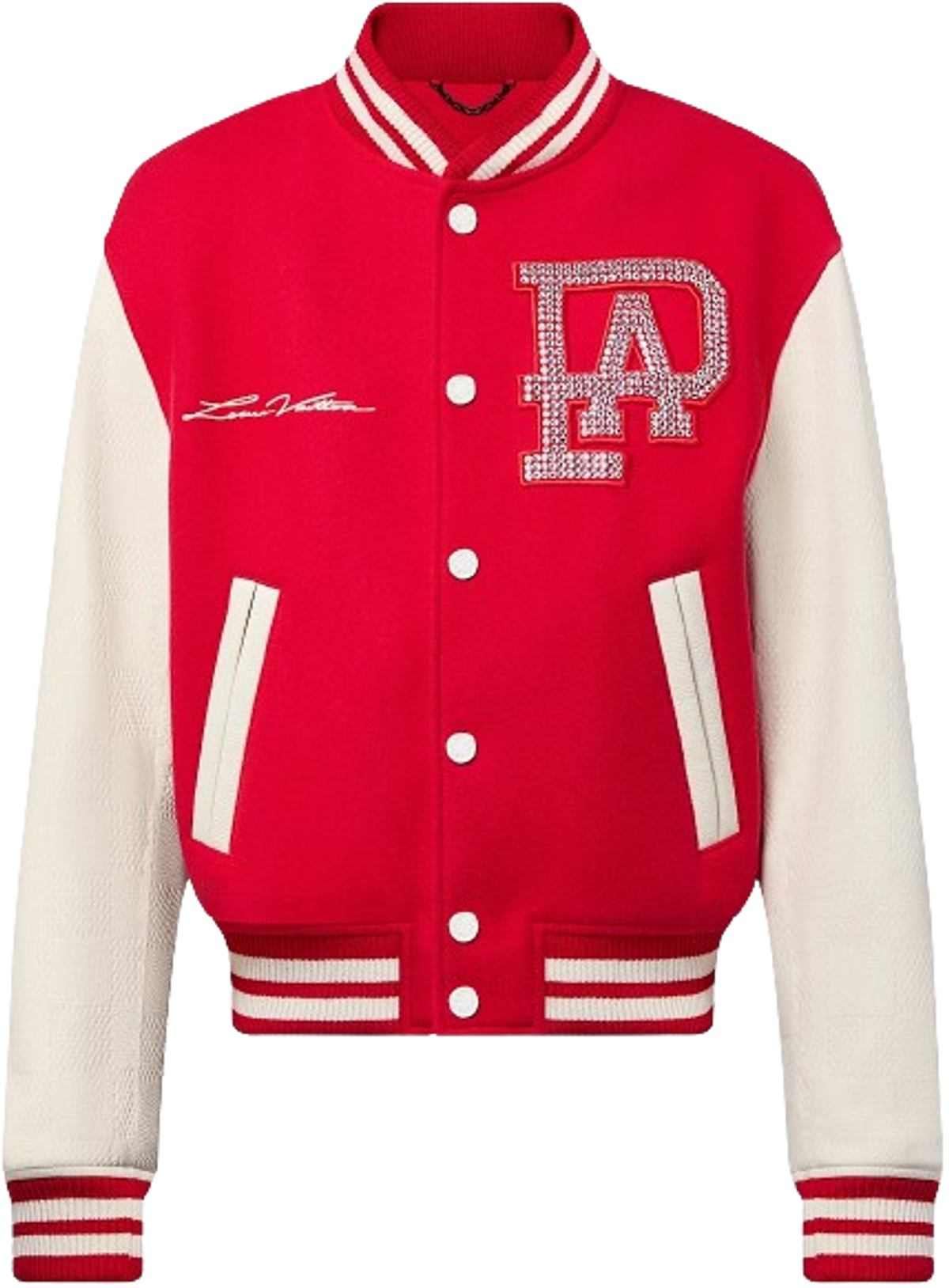 Louis Vuitton Mix Leather Bright Red Varsity Blouson Jacket
