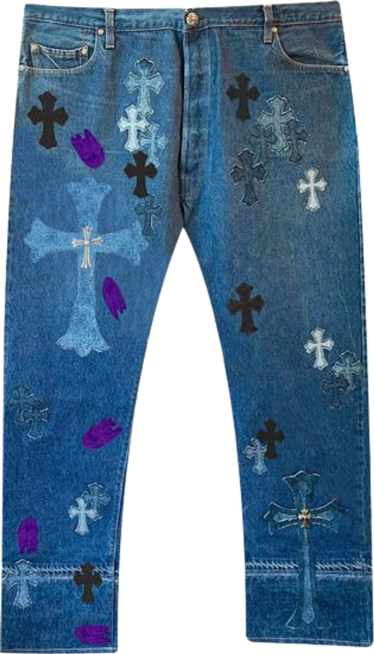 Chrome Hearts Blue Ghost & Cross Patch Jeans