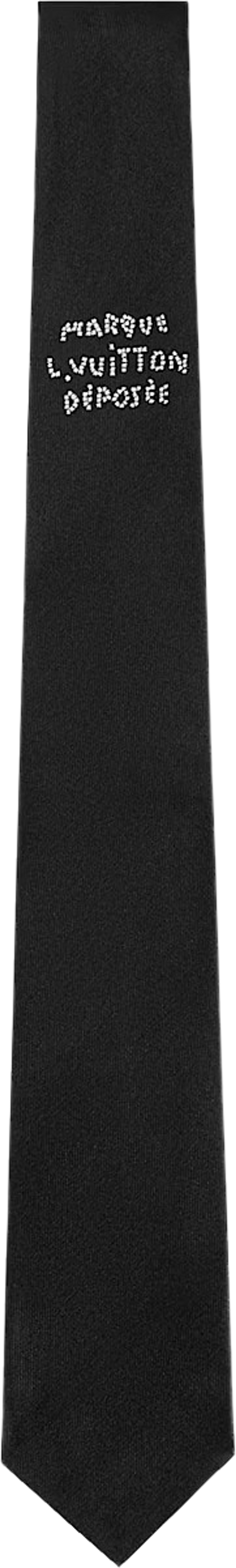 Louis Vuitton Black Pearls Logo Tie