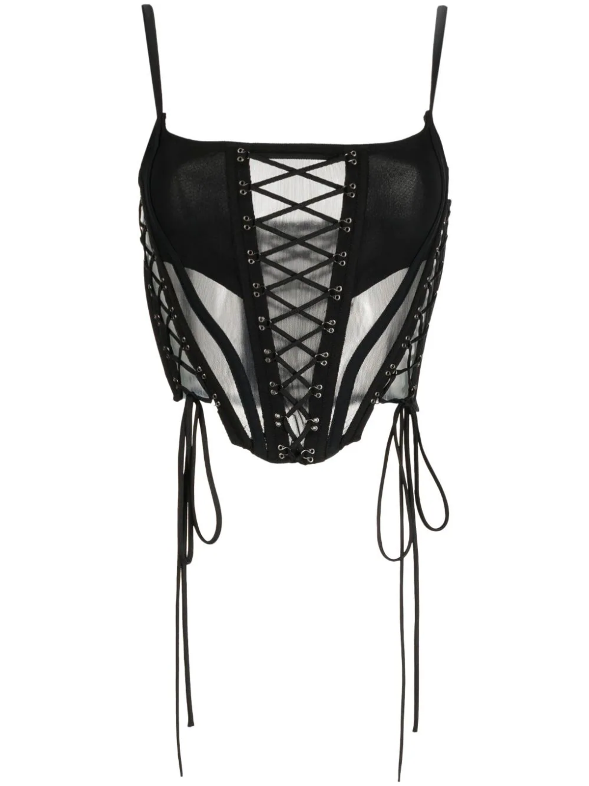 Monse Black Lace-up Sheer Bustier Top