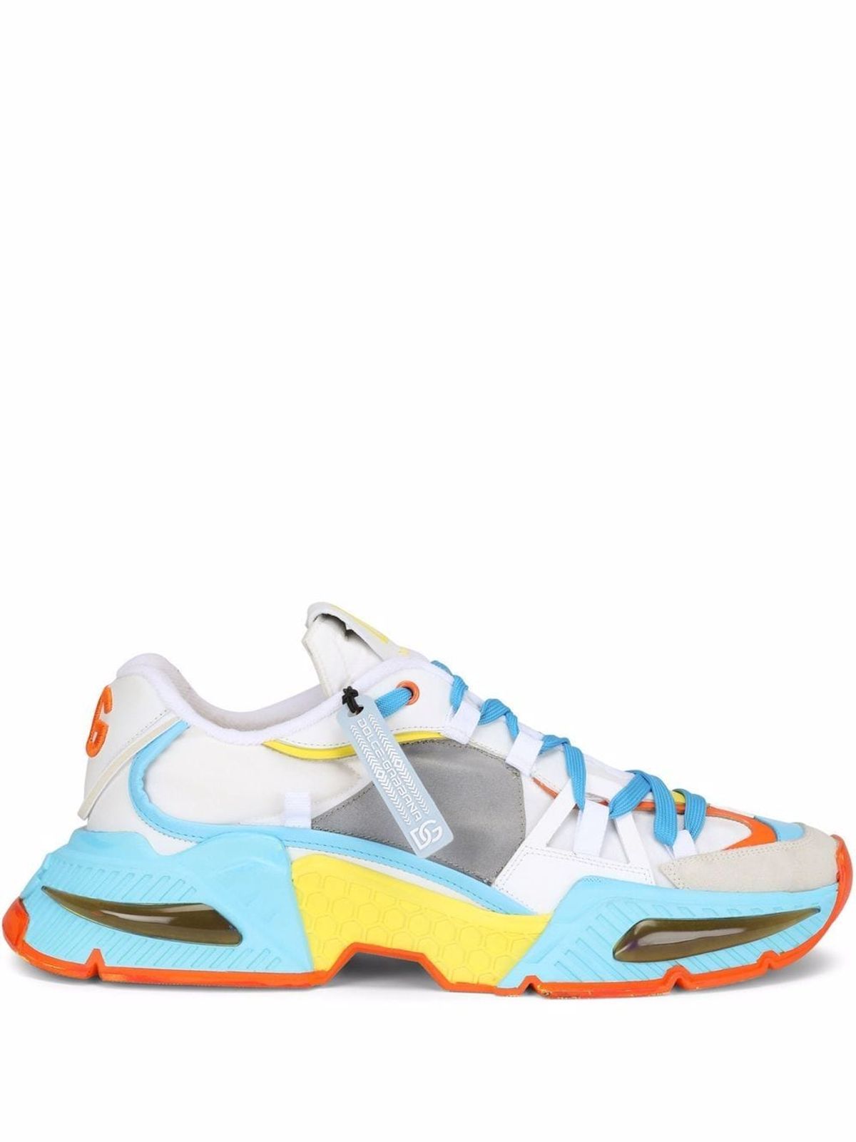 Dolce & Gabbana White Light Blue & Orange Airmaster Sneakers