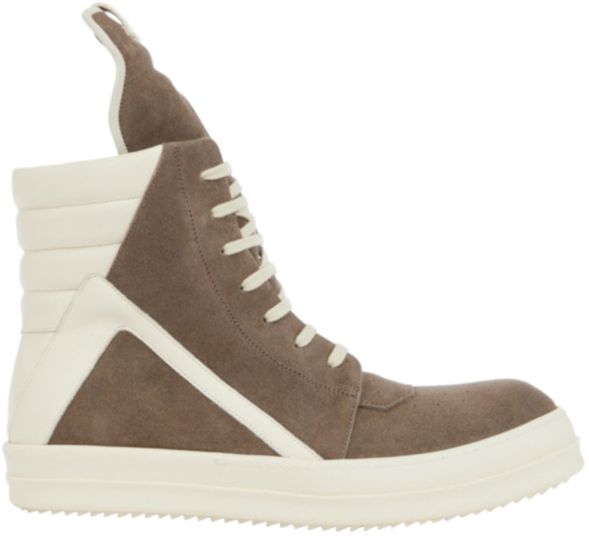 Rick Owens Dust Brown Suede And White Geobasket Sneakers