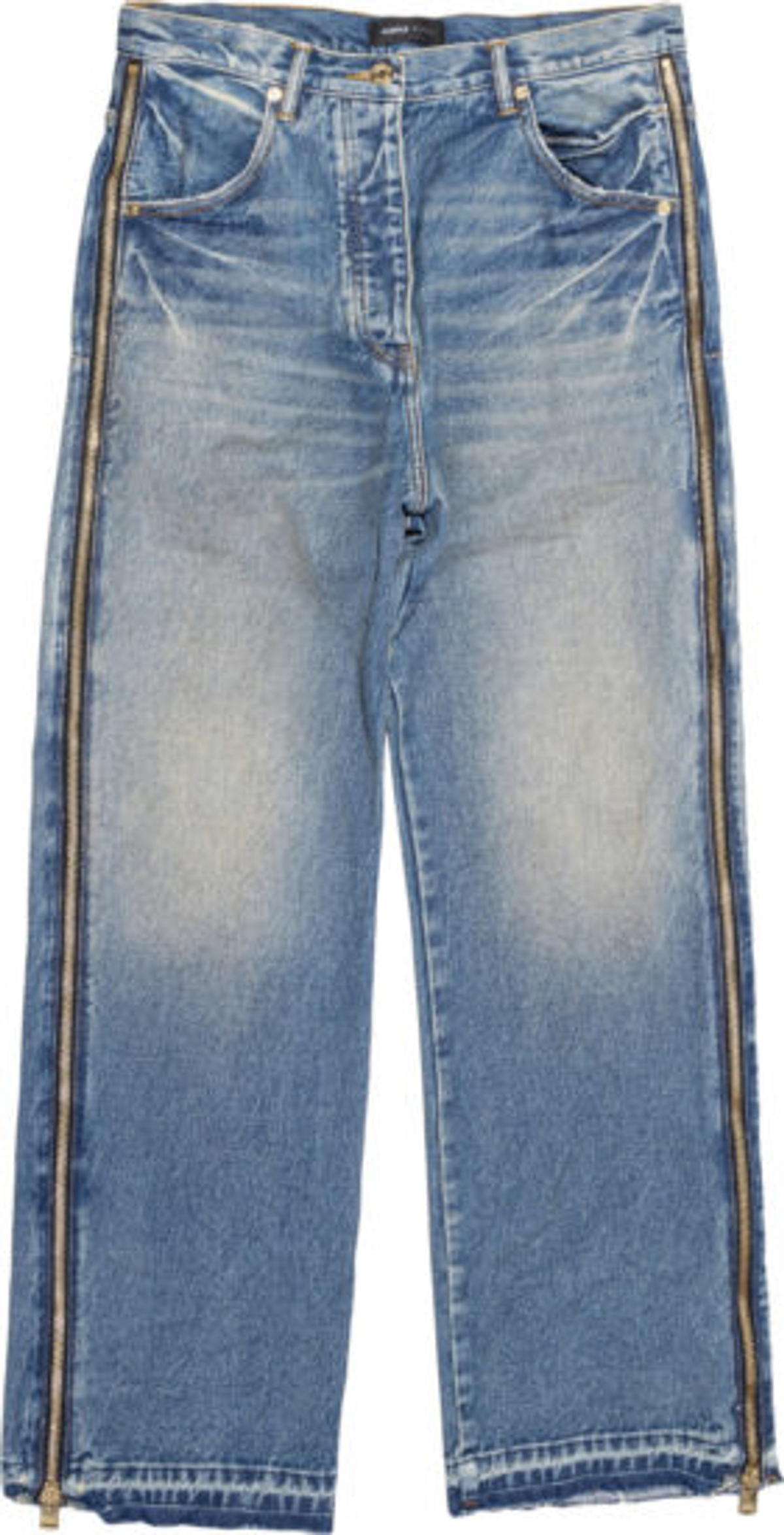 Purple Brand Mid Indigo Full Side-zip Wide-leg Jeans