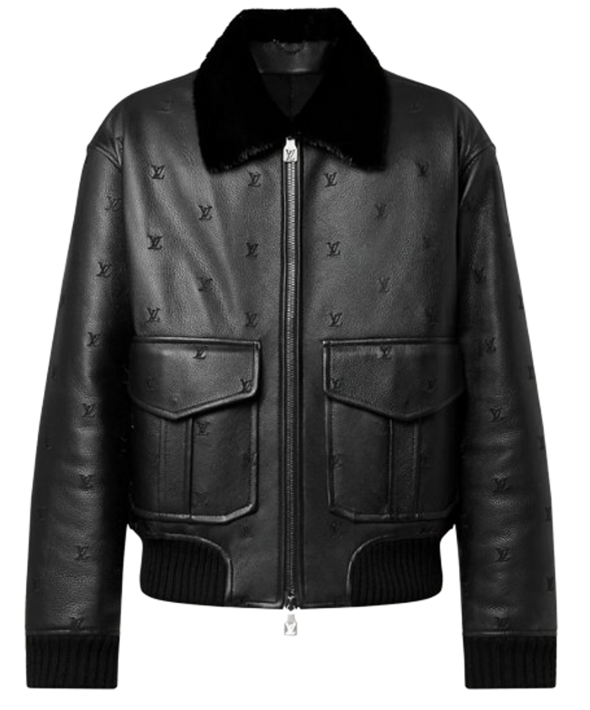 Louis Vuitton Leather Aviator Mink Collar Jacket