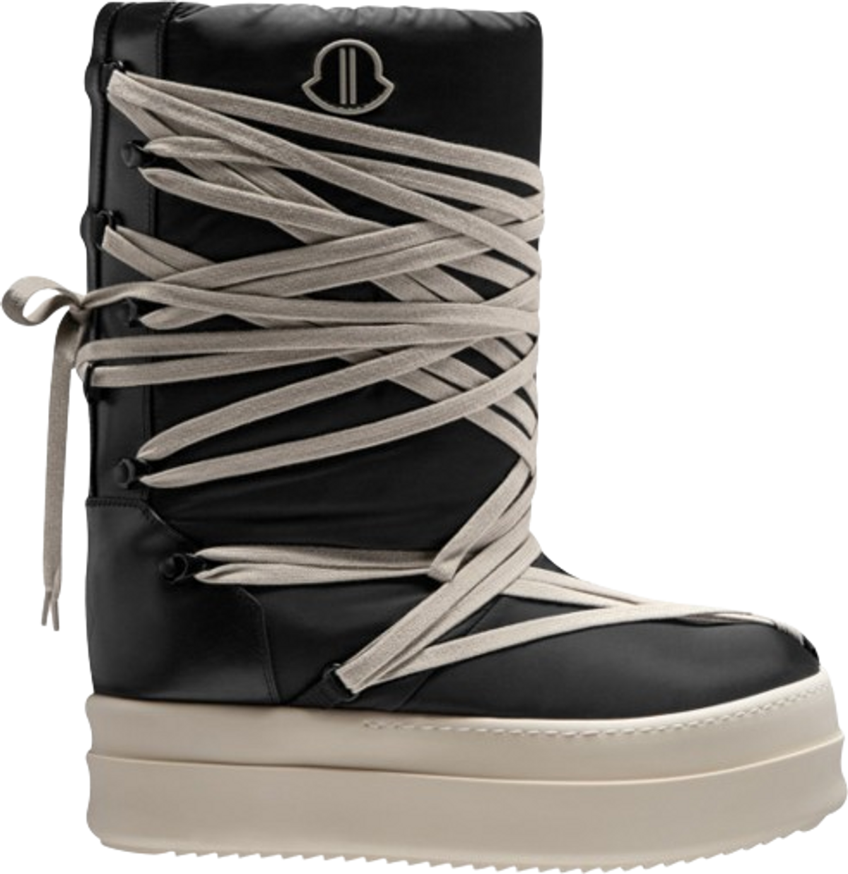 Moncler × Rick Owens Black Wrap-Lace Big Rocks Boots