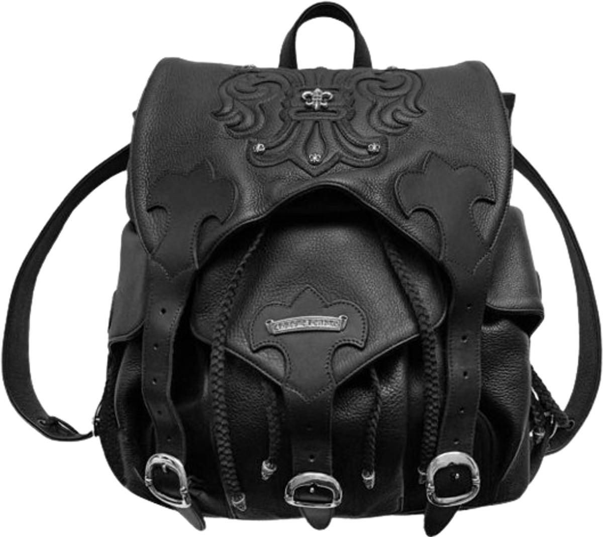 Chrome Hearts Black Leather Fleur De Lis Backpack | WHAT'S ON THE STAR?