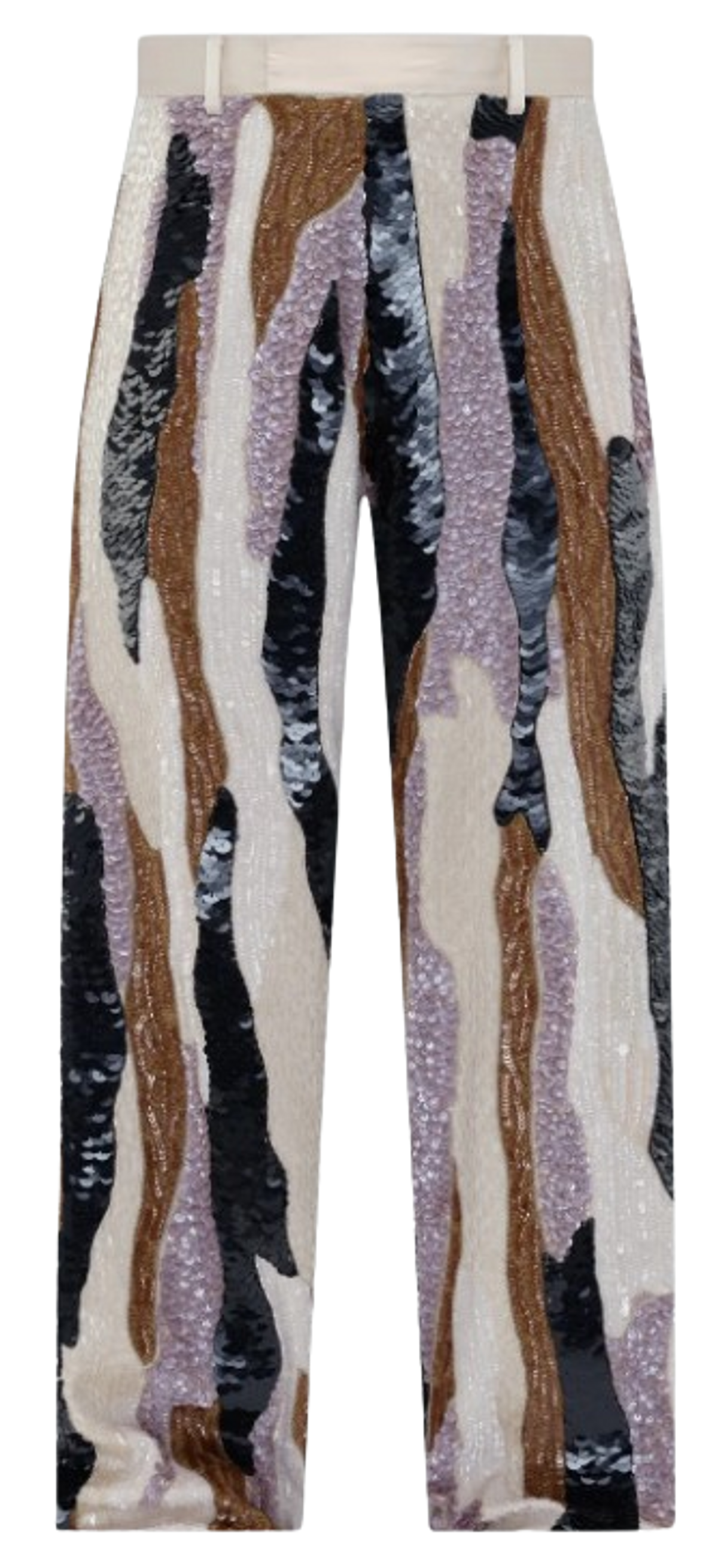 Amiri Brown Mixed Media Sequin Baggy Pants